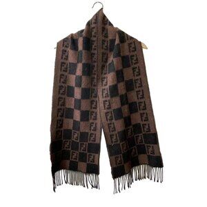 FENDI - Brown Black Acryl Wool Elastane Scarf 146-082625